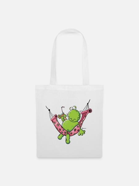Frosch im Urlaub - Stoffbeutel - Weiß