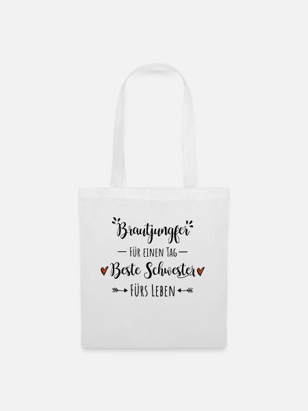 Brautjungfer beste Schwester Geschenk Dankeschön - Stoffbeutel - Weiß