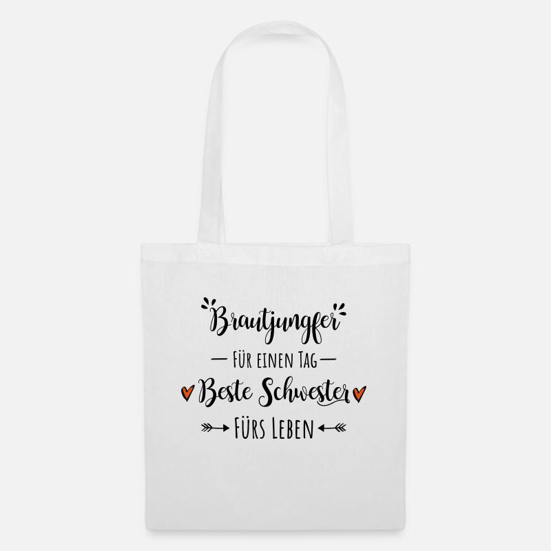 Brautjungfer beste Schwester Geschenk Dankeschön - Stoffbeutel - Weiß