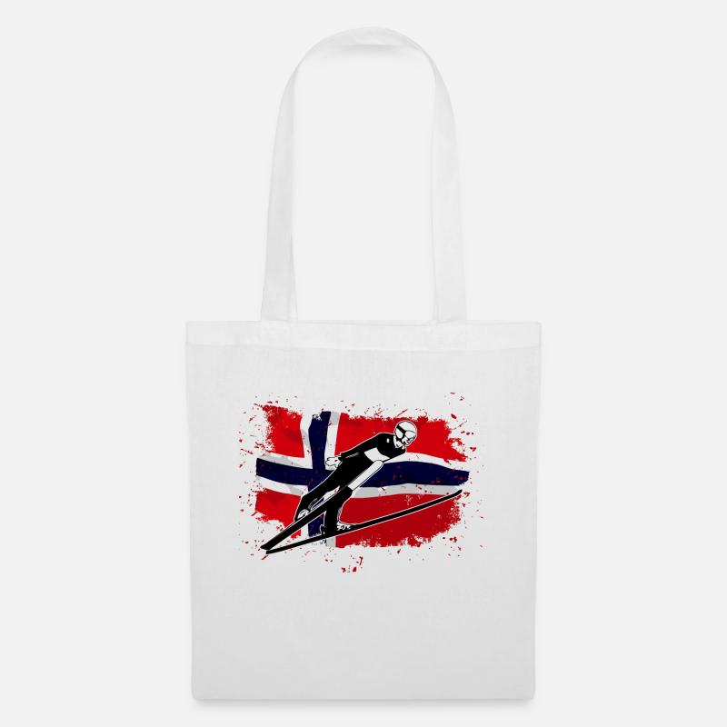 Skispringen - Skijumping - Norway Flag - Stoffbeutel - Weiß