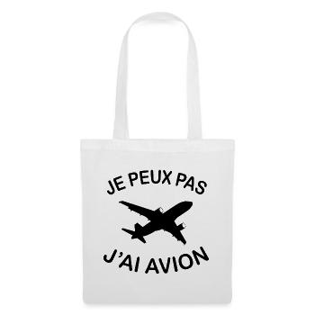 Je Peux Pas J'ai Avion - Sac en tissu - blanc - Devant