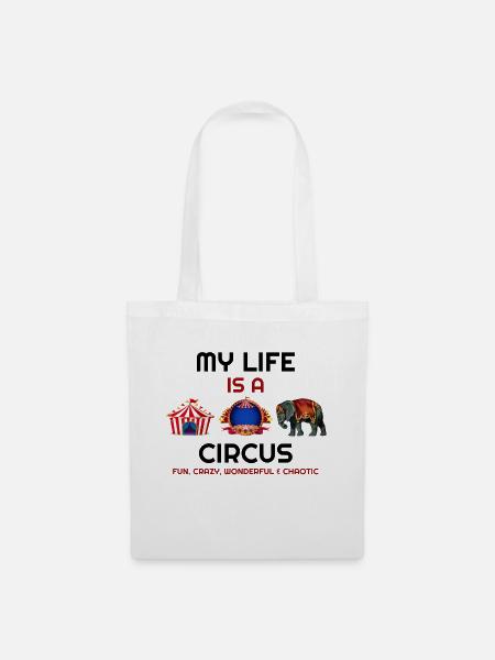 Es dreht sich alles um den Zirkus, Zirkus, ZirkusMasken, C - Stoffbeutel - Weiß