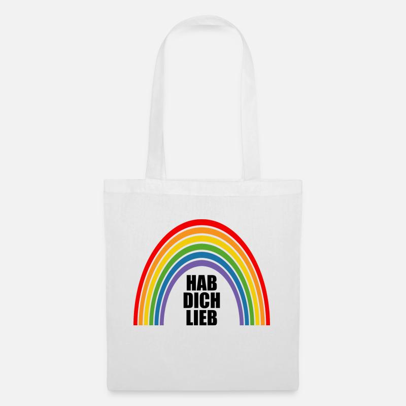 Regenbogen Hab dich lieb - Stoffbeutel - Weiß