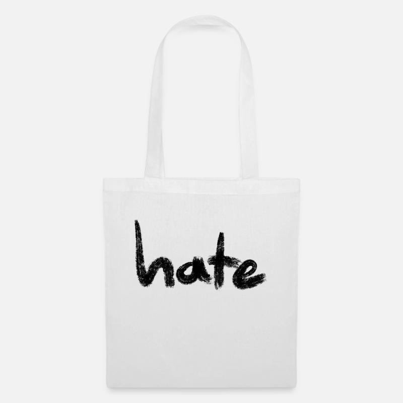 Hate Text Black - Tote Bag - white