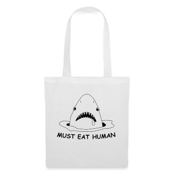 Funny Shark - Must Eat Human - Tote Bag - white - Front