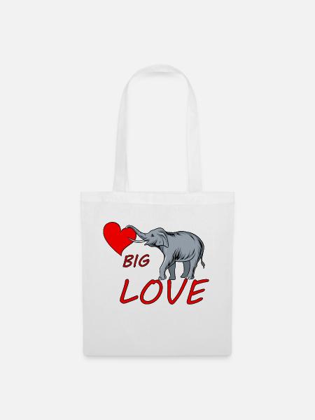 Big Love Elephant - Stoffbeutel - Weiß