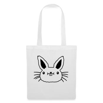 Gesicht kleiner kawaii Hase - Stoffbeutel - Weiß - Vorne