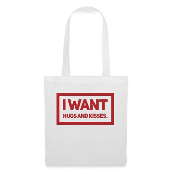 JE VEUX DES CÂLINS ET DES BAISERS. Design mignon et cool. Nouveau - Sac en tissu - blanc - Devant