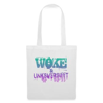 Selbstironie: WOKE & linksversifft - Stoffbeutel - Weiß - Vorne