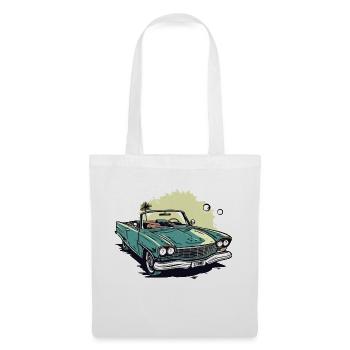 Cabriolet vert et palmier - Sac en tissu - blanc - Devant