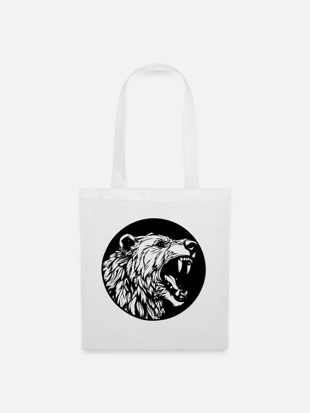 Grizzly Bär - Stoffbeutel - Weiß