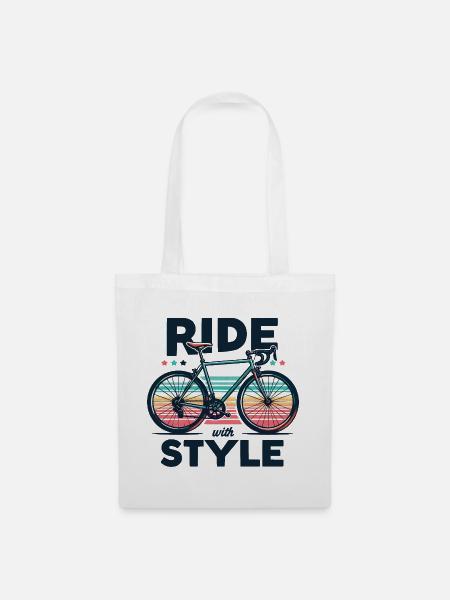 Fahren Sie mit Stil Fahrraddesign - Stoffbeutel - Weiß