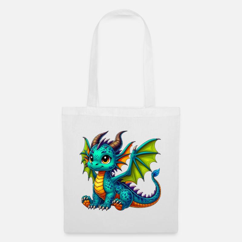 Drache - Stoffbeutel - Weiß