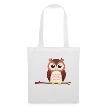 Eagle Owl Owl Bird on Branch - Tote Bag - white - Front
