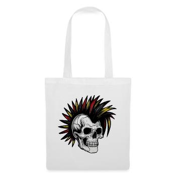 Irokese Deutschland Punker Fussballfan Skull - Stoffbeutel - Weiß - Vorne