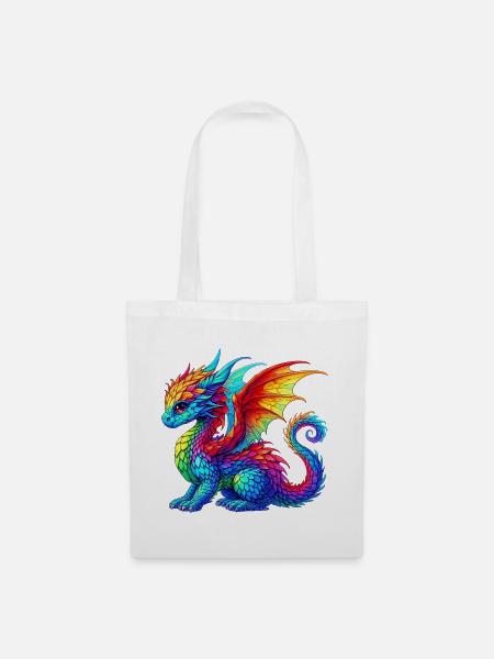 Drache - Stoffbeutel - Weiß