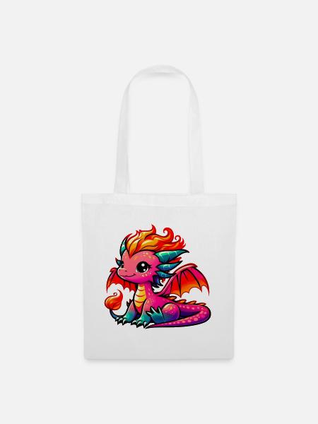 Drache - Stoffbeutel - Weiß