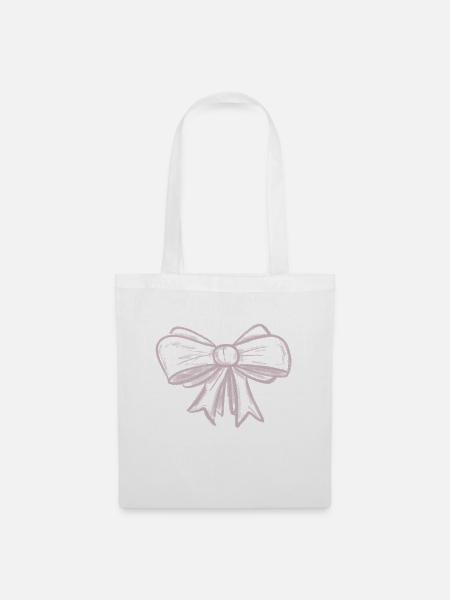 Rosa Schleife süßes Design - Stoffbeutel - Weiß
