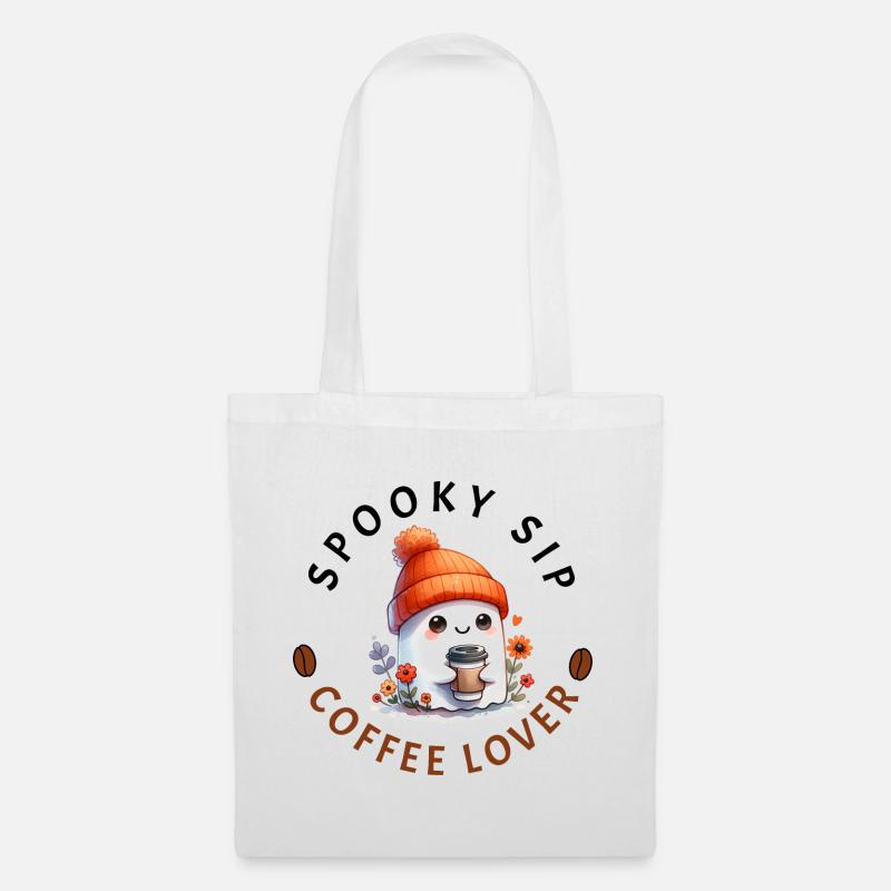 Halloween Kaffee Liebhaber süßer Geist - Geschenk - Stoffbeutel - Weiß