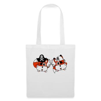 2 Little Cute Pirate Foxes Eye Patch Saber Duel - Tote Bag - white - Front