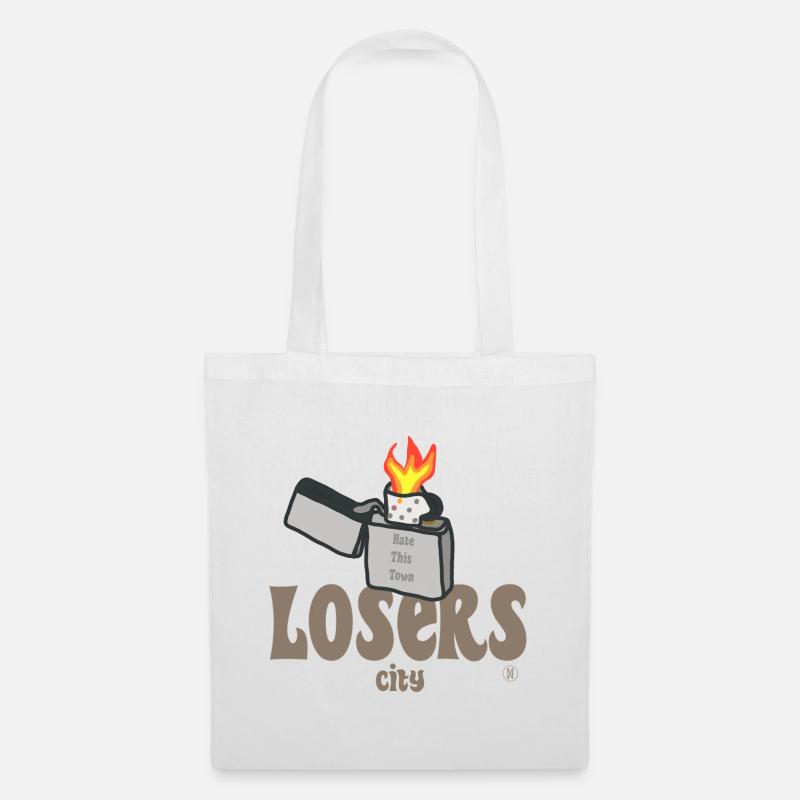 Grunge Rebel Lighter - Hate this town - Tote Bag - white