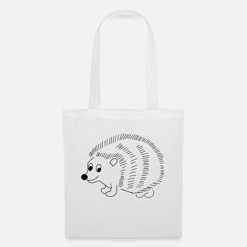 Igel - Grafik in schwarz-weiss - Stoffbeutel - Weiß