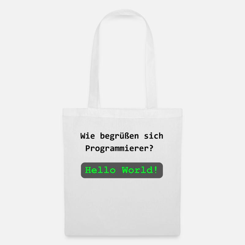 Hello, World! – Programmierer-Witz - Stoffbeutel - Weiß