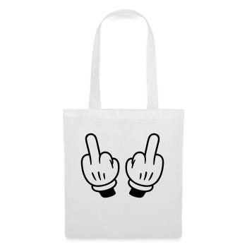 Doigt d’honneur main bande dessinée - Sac en tissu - blanc - Devant