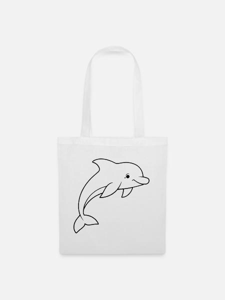 Minimalistic Dolphin - Stoffbeutel - Weiß