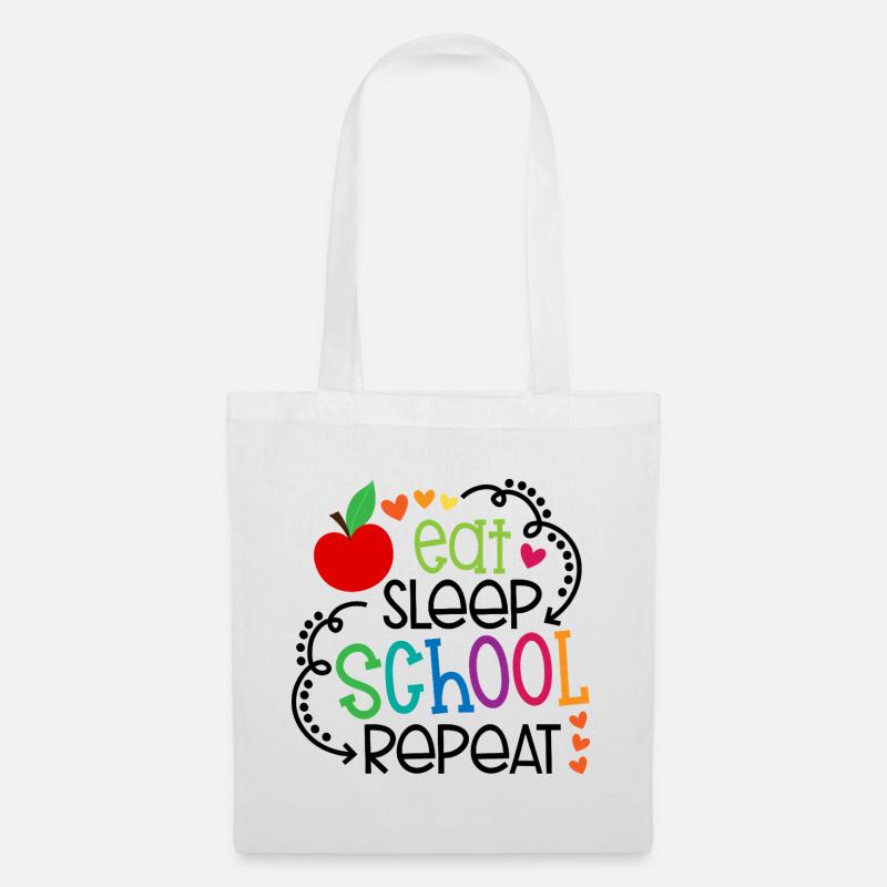 Essen, Schlafen, Schule, wiederholen – Design - Stoffbeutel - Weiß