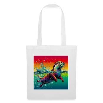 loutre - Sac en tissu - blanc - Devant