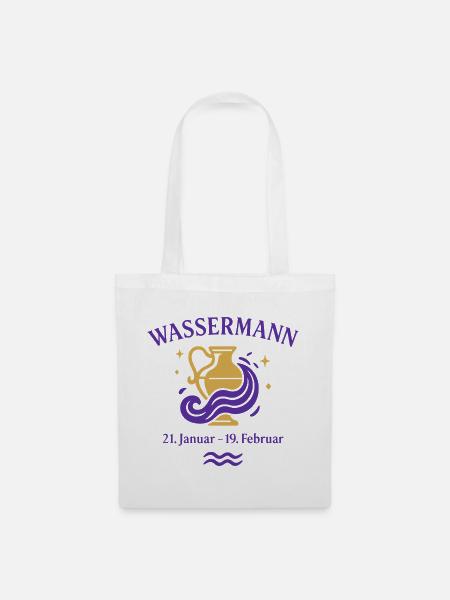 Sternzeichen Wassermann - Stoffbeutel - Weiß