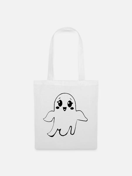 Halloween T-shirt Gespenst spooky cute Shirt - Stoffbeutel - Weiß