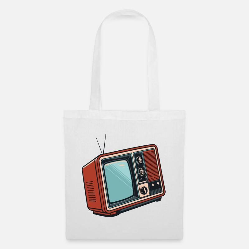 Retro Illustrierte Pop-Art-Fernsehen - Stoffbeutel - Weiß