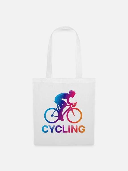 Rainbow Cyclist Silhouette - Stoffbeutel - Weiß