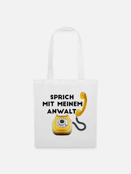 Gelbes Retrotelefon - Stoffbeutel - Weiß