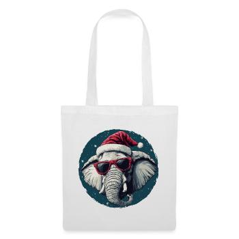Elefanten-Santa mit Sonnenbrille - Stoffbeutel - Weiß - Vorne