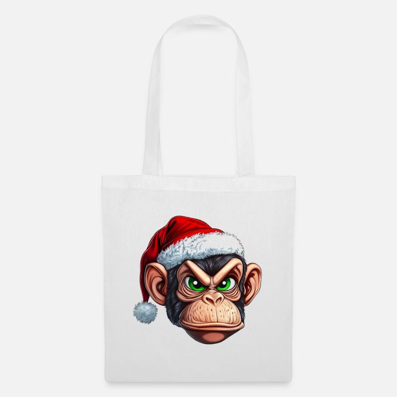 Affe mit Weihnachtsmütze :) - Stoffbeutel - Weiß