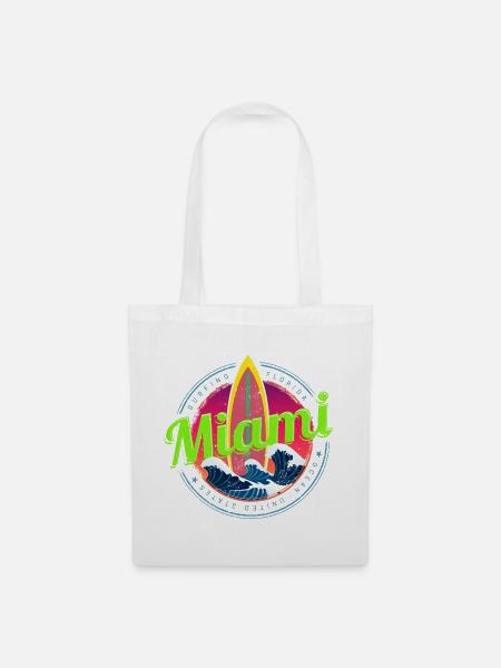Miami Florida Surf Design Vintage Souvenir - Stoffbeutel - Weiß