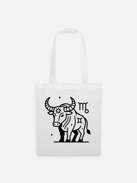 Tierkreiszeichen Stier - Stoffbeutel - Weiß