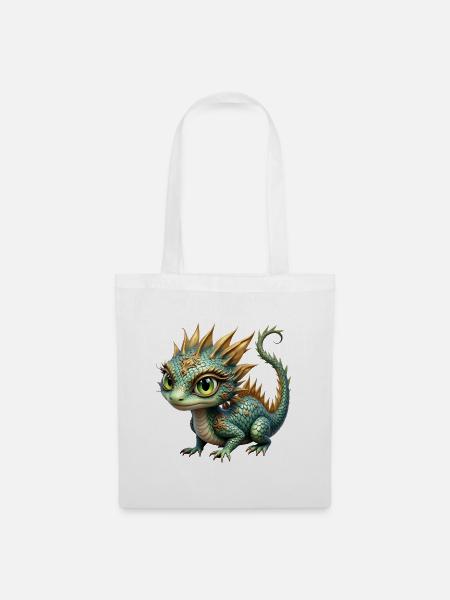 Verzierter Smaragd-Drache - Stoffbeutel - Weiß