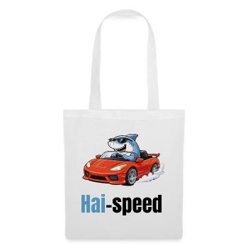 Haispeed | Un requin de dessin animé cool dans une voiture de sport - Sac en tissu - blanc - Devant