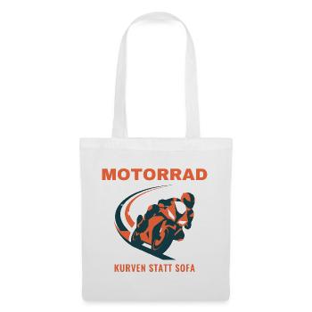 Motorrad Kurven Statt Sofa Biker Geschenk - Stoffbeutel - Weiß - Vorne