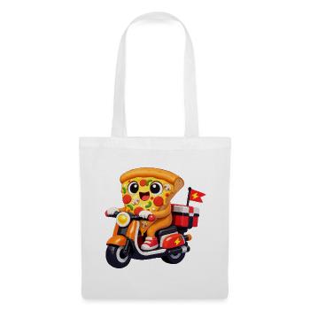 Pizza Hero auf Lieferfahrrad - Stoffbeutel - Weiß - Vorne