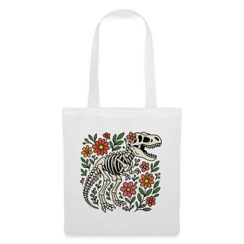 T Rex Skeleton with Flowers - Tote Bag - white - Front