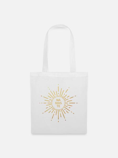 Namaste Gold Sonne Yoga Indien Strahlen Meditation - Stoffbeutel - Weiß