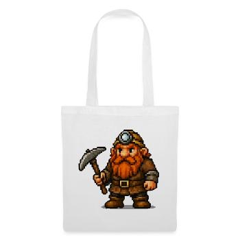 Pixel Zwerg mit Spitzhacke - Stoffbeutel - Weiß - Vorne