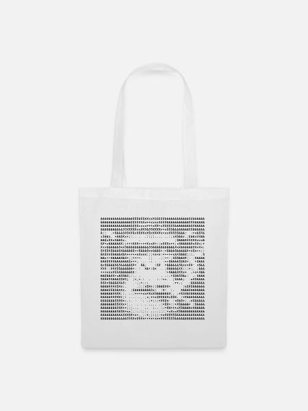 Smoking Chimp ASCII Kunstporträt - Stoffbeutel - Weiß