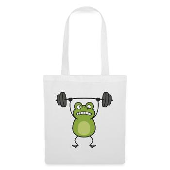 Frosch Gewichtheber Muskelaufbau Comic - Stoffbeutel - Weiß - Vorne