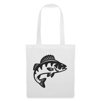 Barsch Raubfisch Silhouette - Stoffbeutel - Weiß - Vorne
